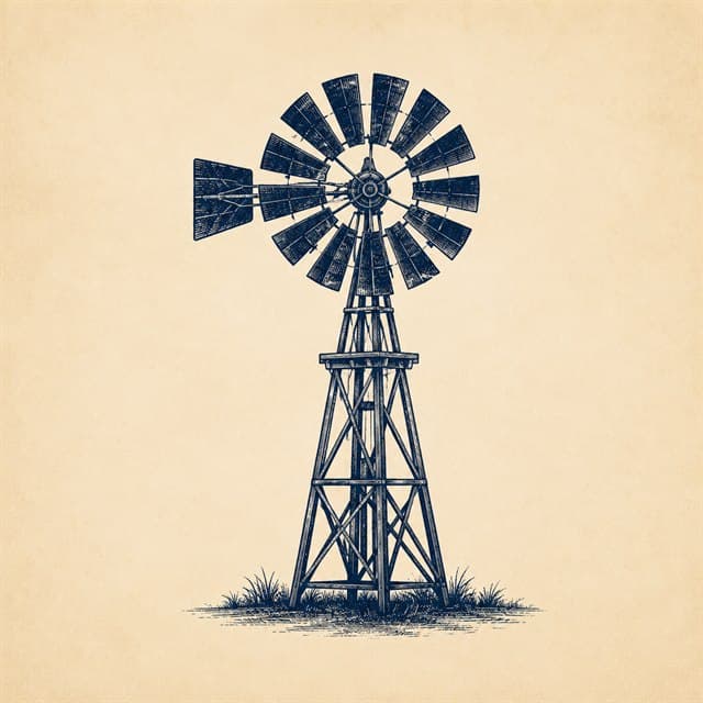 Vintage Nebraska windmill illustration